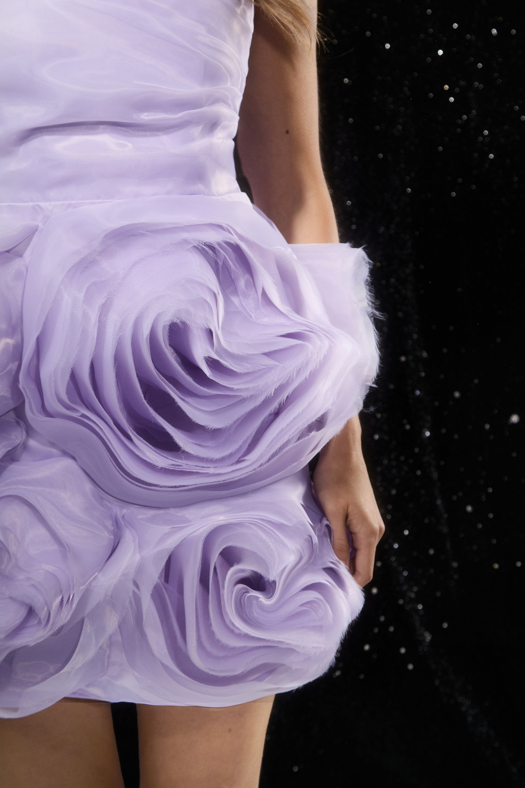 Purple Rosette Applique Strapless Mini Dress