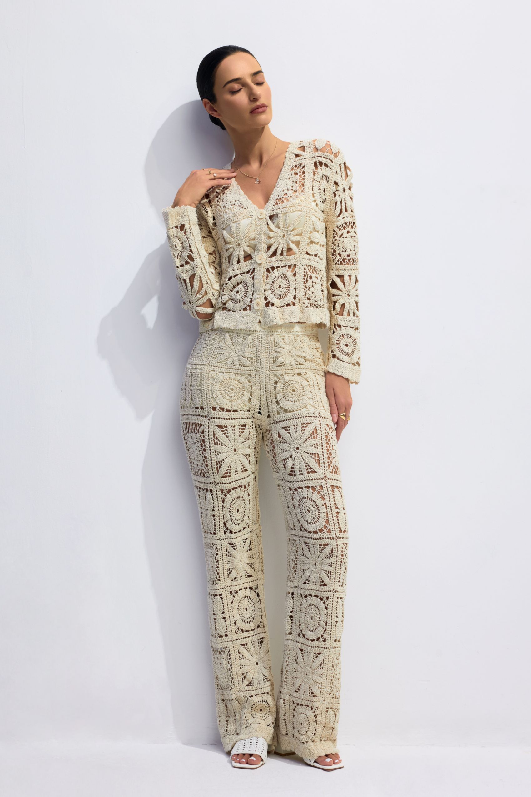 Floral Crochet Knitted Set