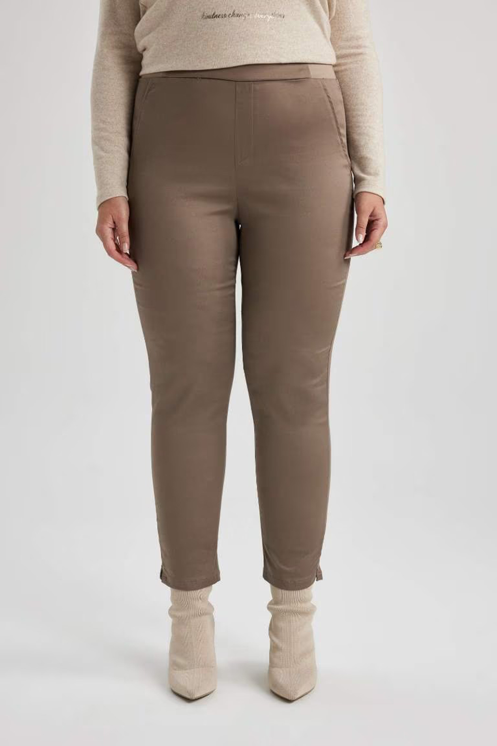 Normal Waist Satin Trousers