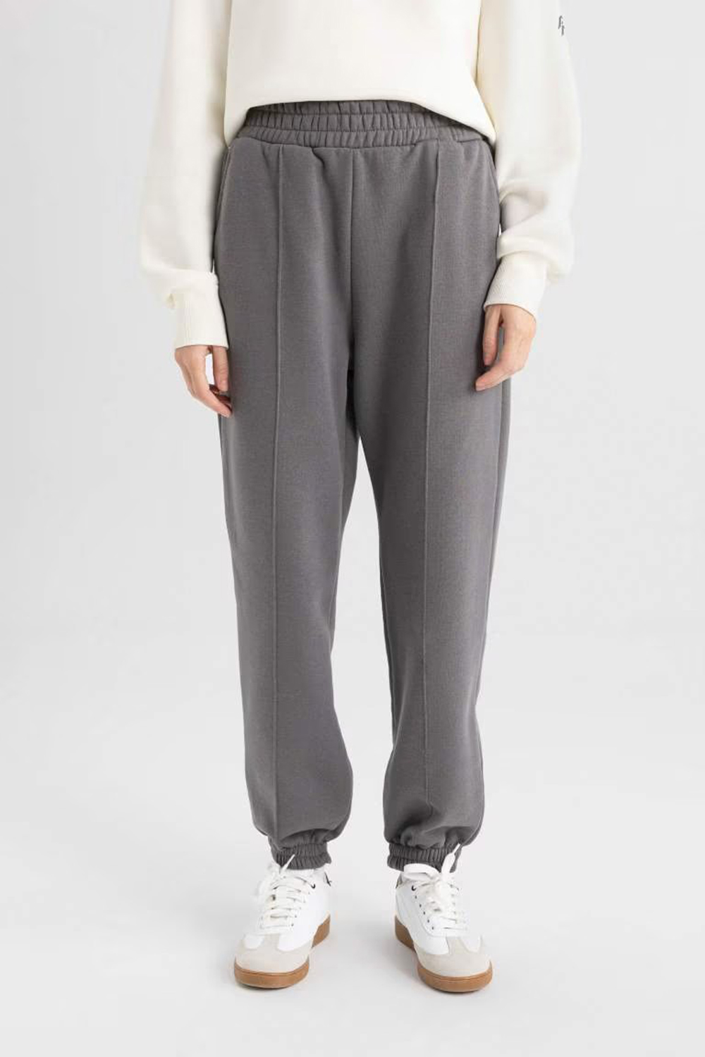 Elastic Waist Solid Trousers